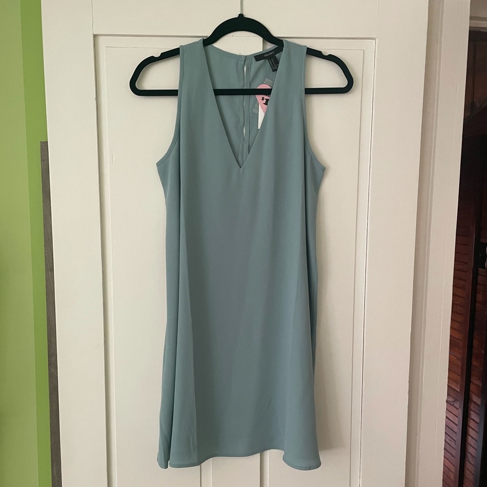 Forever 21 Slate Blue v-neck dress